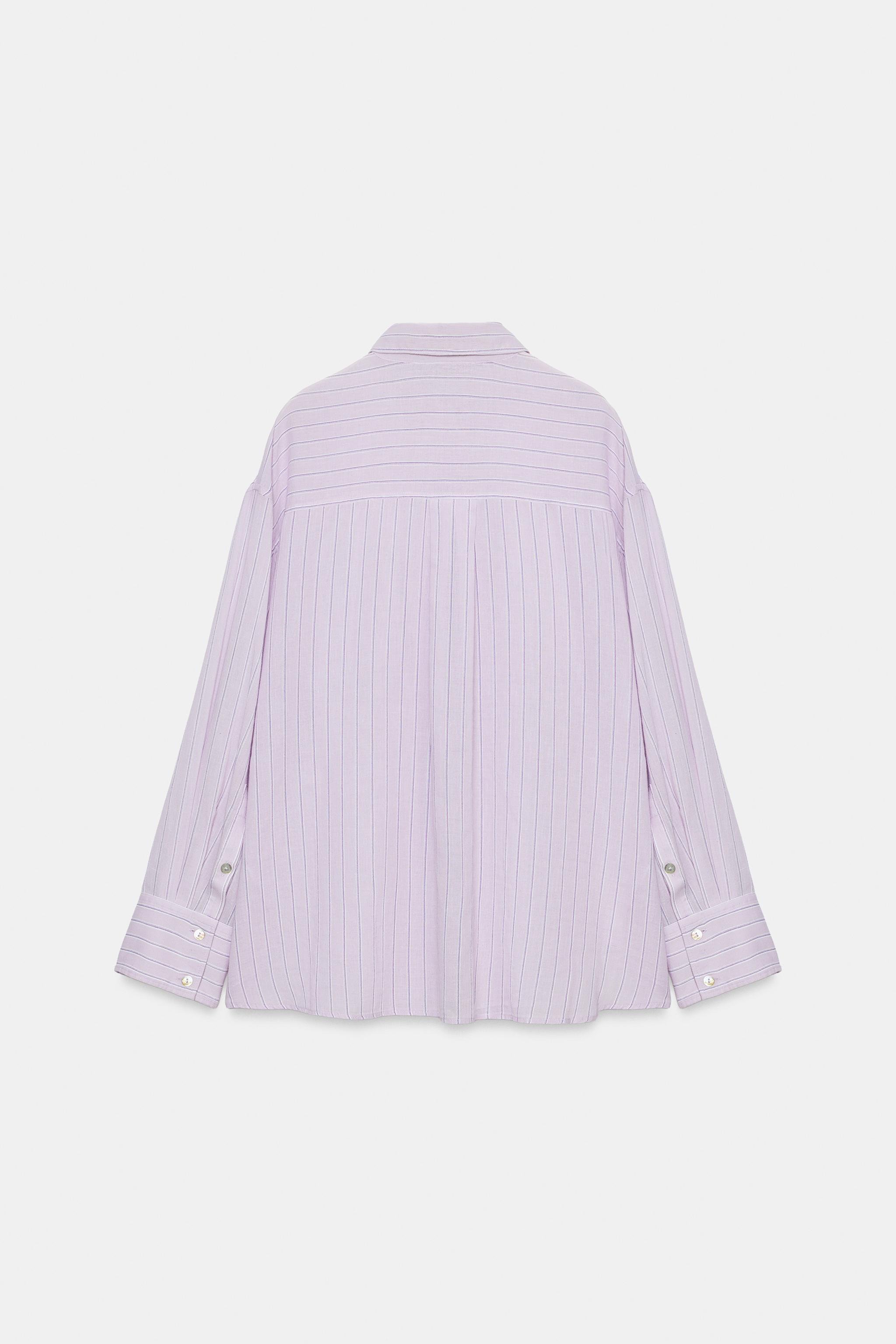 OVERSIZED STRIPED GAUZE SHIRT WITH POCKET